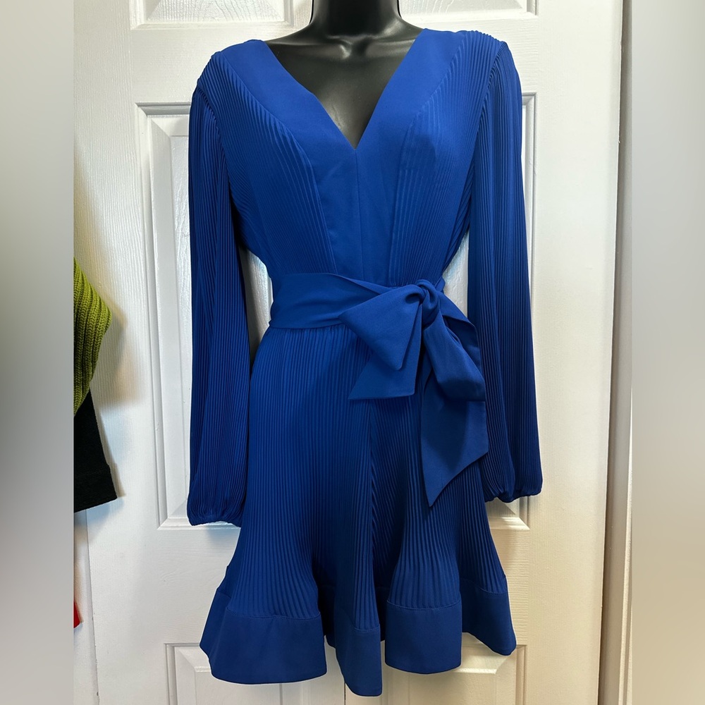 MILLY Liv pleated belted dress 👗 cobalt blue size 0